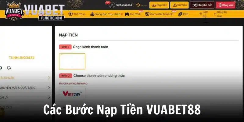 4 bước nạp tiền tại VUABET88 chi tiết cho tân thủ