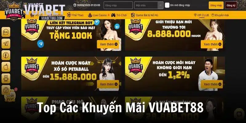 Cập nhật top các khuyến mãi VUABET88  mới nhất
